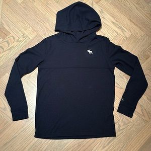 Boys Navy Blue Waffle Knit Hooded Long Sleeve, size XL